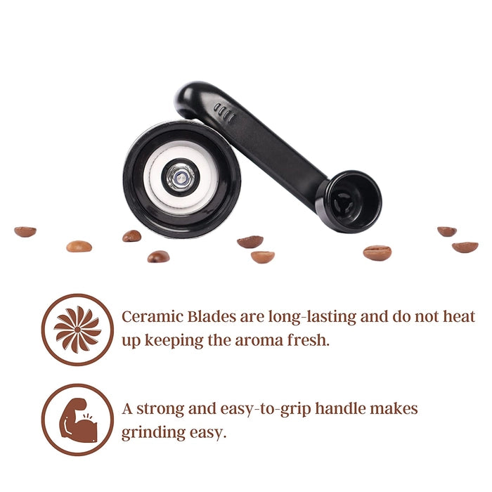 Manual Coffee Grinder with Adjustable Settings - for Drip Coffee, Moka Pot,French Press (Silver)