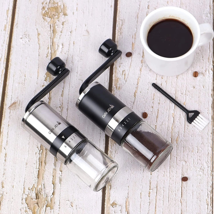 Manual Coffee Grinder with Adjustable Settings - for Drip Coffee, Moka Pot,French Press (Silver)