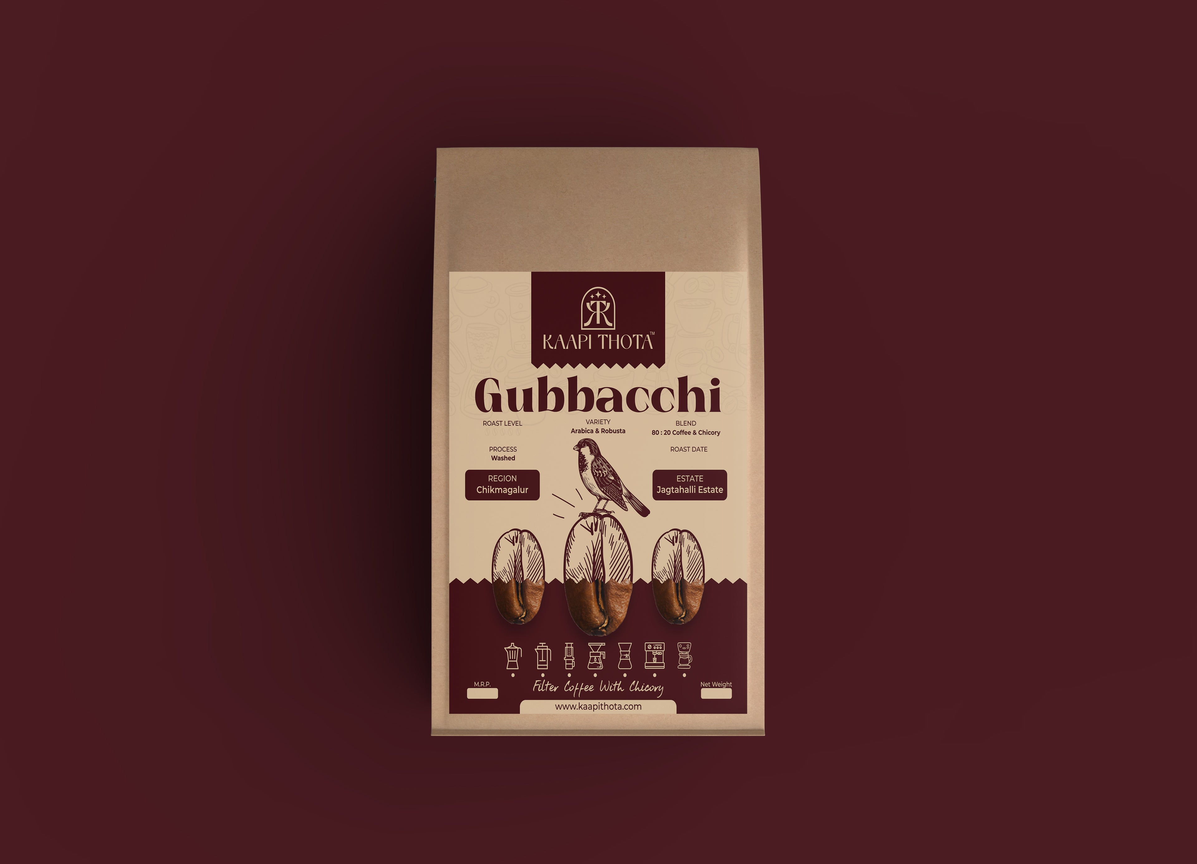 Gubbacchi - Filter Coffee with Chicory - 80:20 Blend - Chikmagalur Coffee