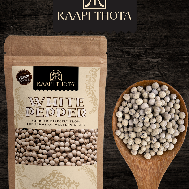 KAAPI THOTA Whole White Peppercorns - Mild Heat and Distinctive Flavor