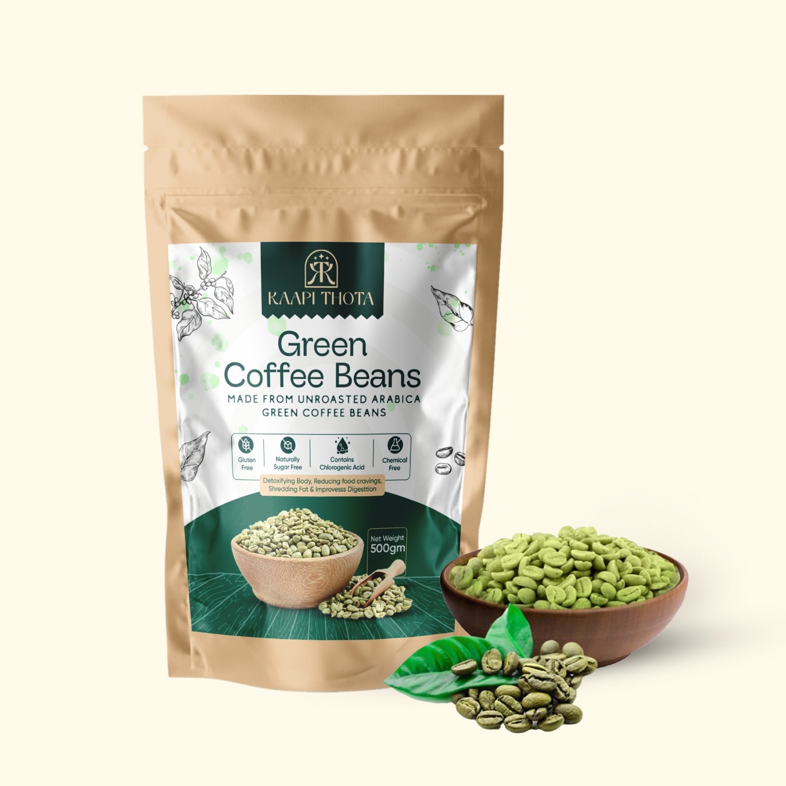 Kaapi Thota Green Coffee Beans - 100% Unroasted Arabica - Fresh and Natural